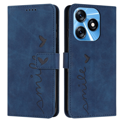 

For Tecno Spark 10C Skin Feel Heart Pattern Leather Phone Case(Blue)