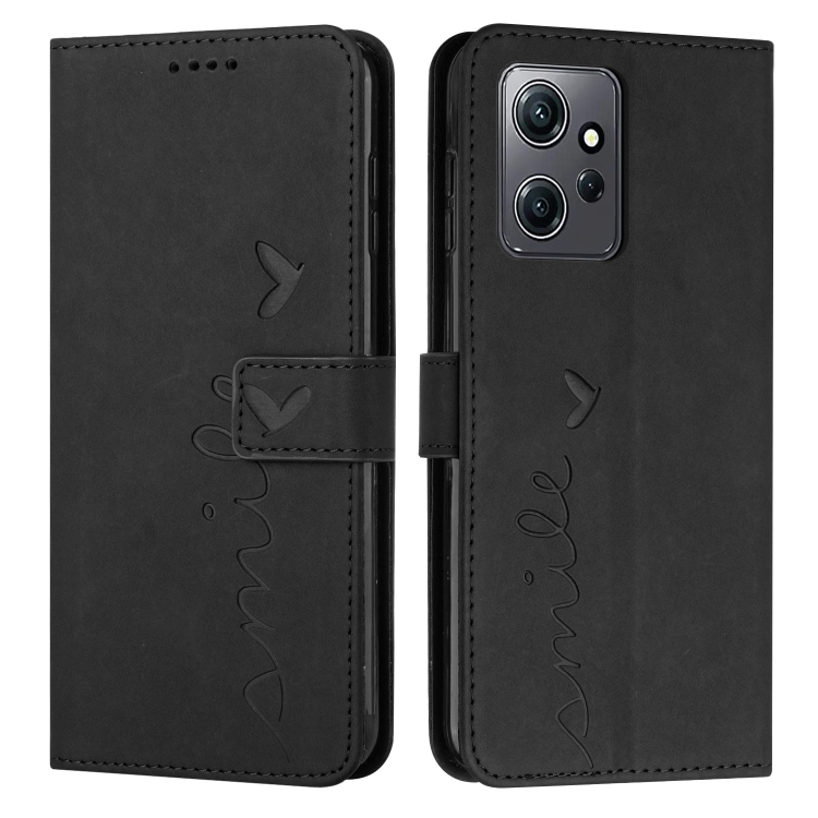 

For Xiaomi Redmi Note 12 4G Global Skin Feel Heart Pattern Leather Phone Case(Black)