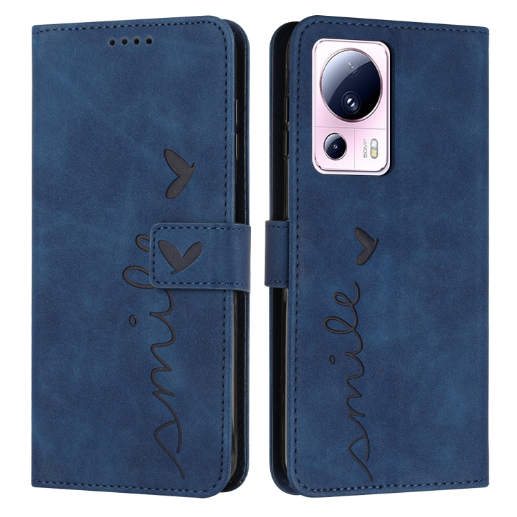 

For Xiaomi Civi 2 / 13 Lite Skin Feel Heart Pattern Leather Phone Case(Blue)
