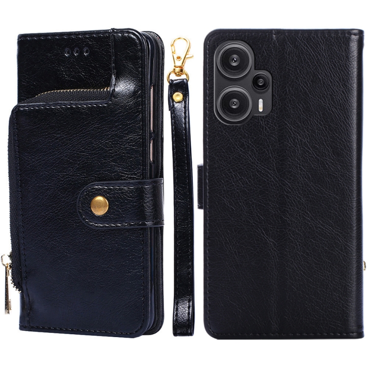 

For Xiaomi Redmi Note 12 Turbo Zipper Bag Leather Phone Case(Black)