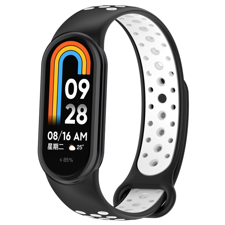 

For Xiaomi Mi Band 8 Sports Two Color Silicone Watch Band(Black White)