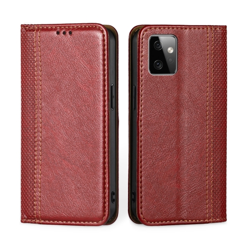 

For Motorola Moto G Power 2023 Grid Texture Magnetic Flip Leather Phone Case(Red)