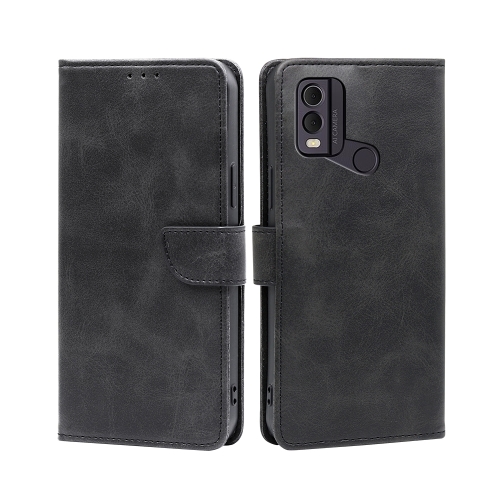 

For Nokia C22 Calf Texture Buckle Flip Leather Phone Case(Black)