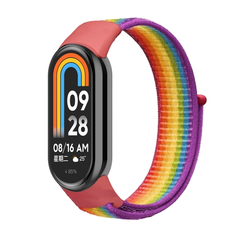 

For Xiaomi Mi Band 8 Loop Nylon Replacement Watch Band(Rainbow)