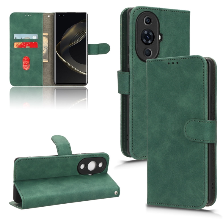 

For Huawei nova 11 Pro Skin Feel Magnetic Flip Leather Phone Case(Green)