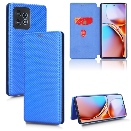 

For Motorola Edge 40 Pro Carbon Fiber Texture Flip Leather Phone Case(Blue)