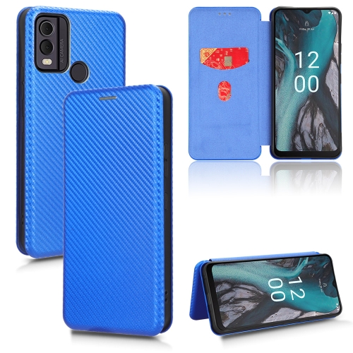 

For Nokia C22 Carbon Fiber Texture Flip Leather Phone Case(Blue)