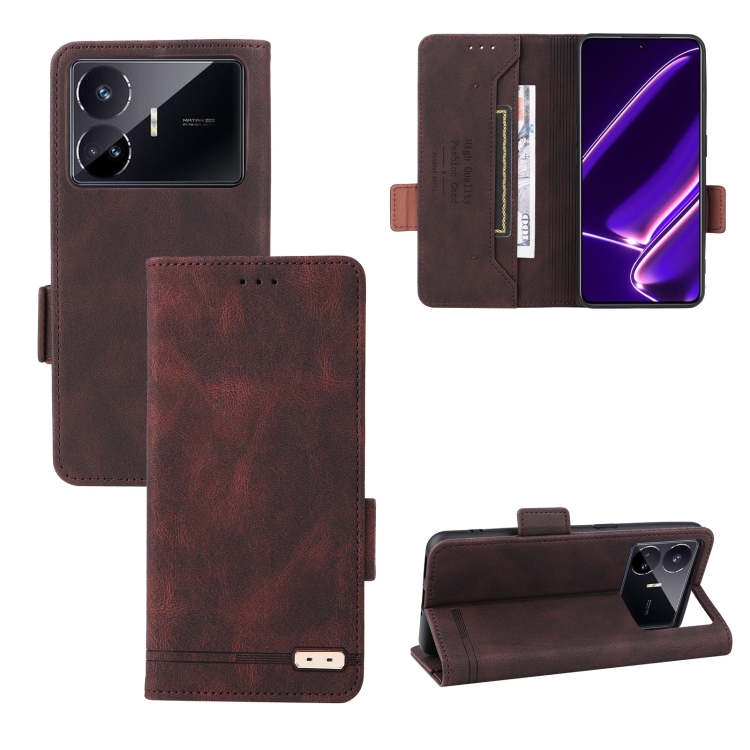 

For Realme GT Neo5 SE Magnetic Clasp Leather Phone Case(Brown)