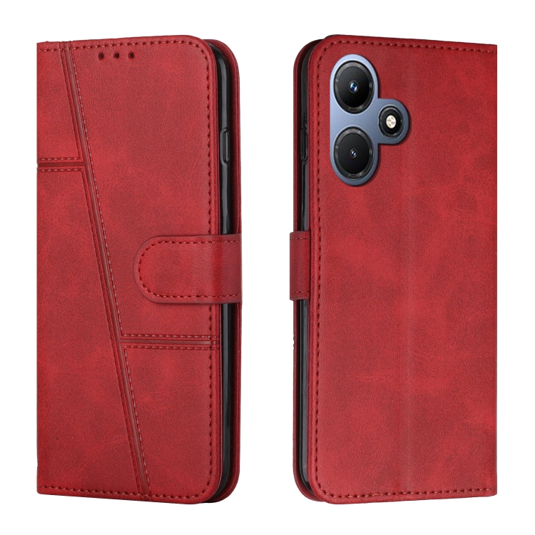 

For Infinix Hot 30i Stitching Calf Texture Buckle Leather Phone Case(Red)