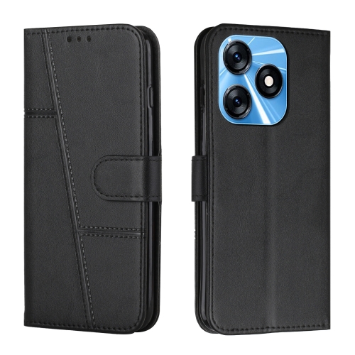 

For Tecno Spark 10 Stitching Calf Texture Buckle Leather Phone Case(Black)