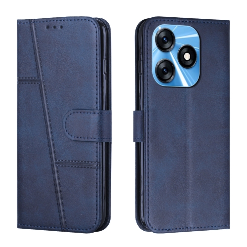 

For Tecno Spark 10C Stitching Calf Texture Buckle Leather Phone Case(Blue)