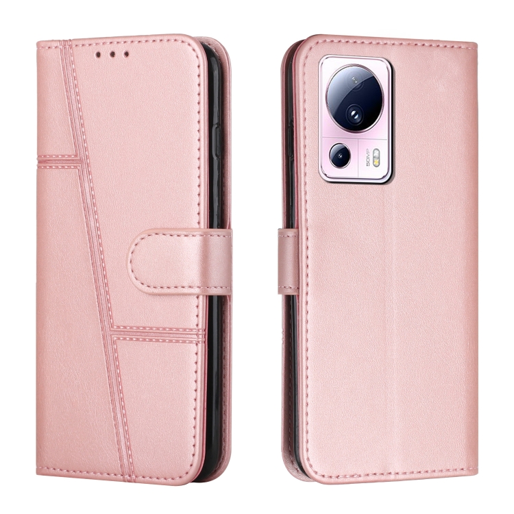 

For Xiaomi Civi 2 / 13 Lite Stitching Calf Texture Buckle Leather Phone Case(Rose Gold)