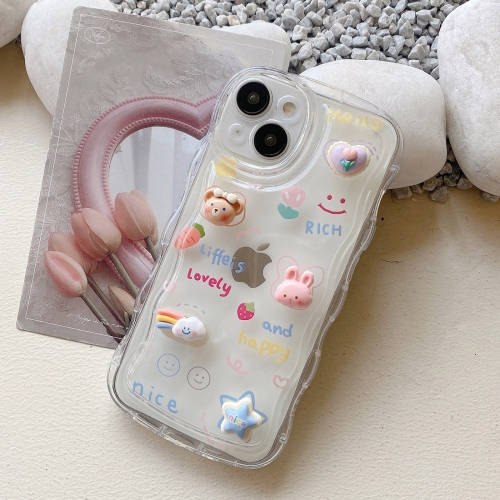 

For iPhone 11 Wave 3D Bear Phone Case(Transparent)