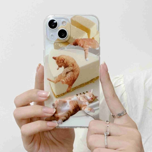 

For iPhone 12 Cute Funny Cat Pattern Phone Case(Orange)