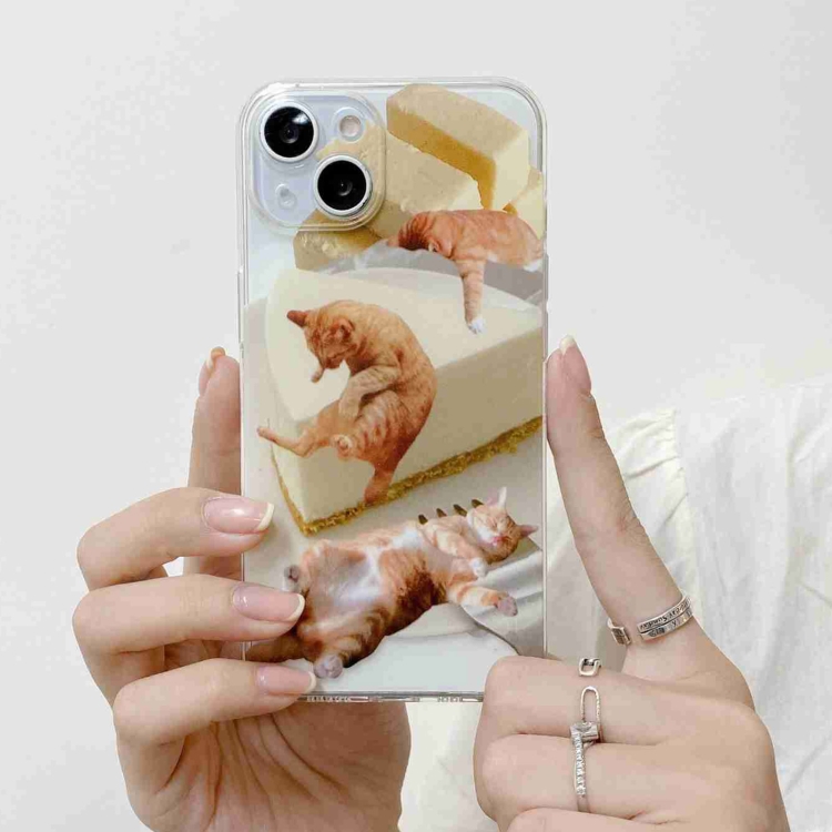 

For iPhone 11 Cute Funny Cat Pattern Phone Case(Orange)
