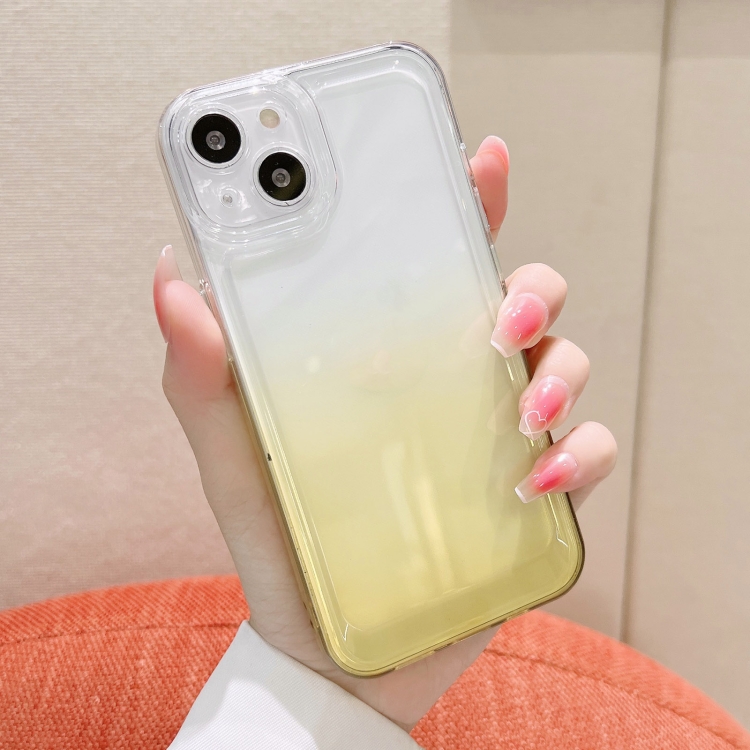 

For iPhone 12 Pro Max Gradient Electroplated Button Space Phone Case(Yellow)