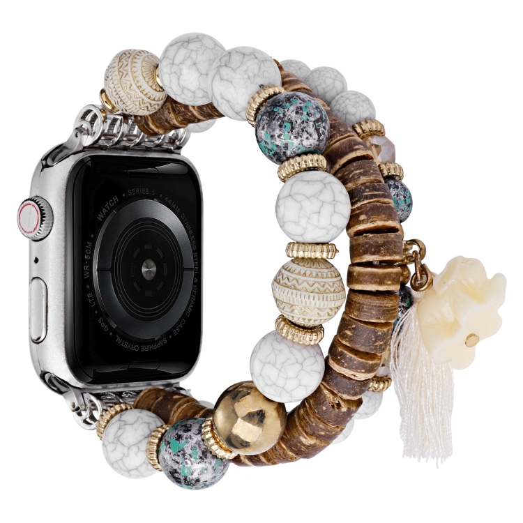 

Beads Elephant Pendant Watch Band For Apple Watch Ultra 49mm(White)
