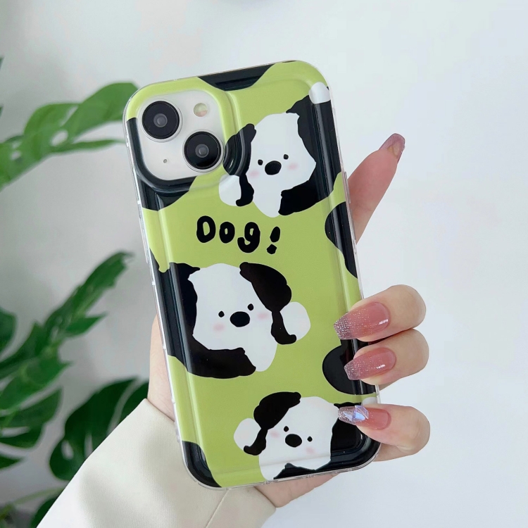 

For iPhone 14 Cute Dog Pattern Phone Case(Green)