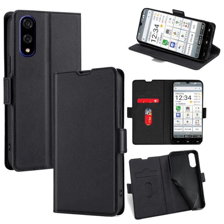

For Kyocera Basio Active3 Ultra-thin Voltage Side Buckle Horizontal Flip Leather Phone Case(Black)