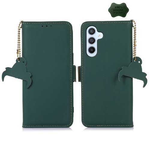 

For Samsung Galaxy A55 5G Genuine Leather Magnetic RFID Leather Phone Case(Green)