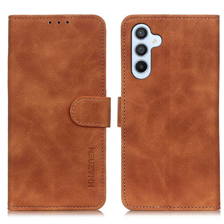 

For Samsung Galaxy M34 5G KHAZNEH Retro Texture Horizontal Flip Leather Phone Case(Brown)