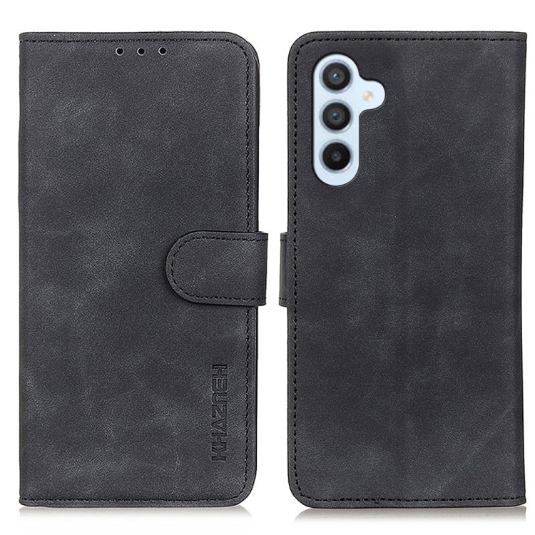 

For Samsung Galaxy A05s 4G KHAZNEH Retro Texture Horizontal Flip Leather Phone Case(Black)