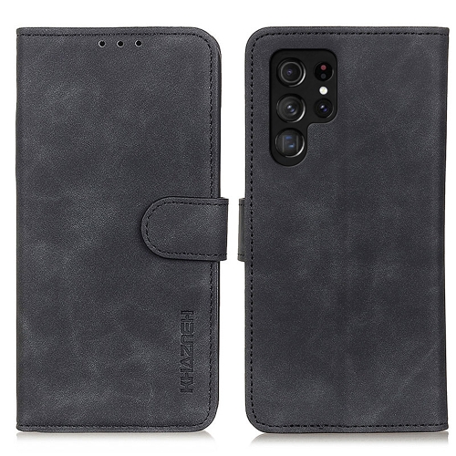 

For Samsung Galaxy S24 Ultra KHAZNEH Retro Texture Horizontal Flip Leather Phone Case(Black)