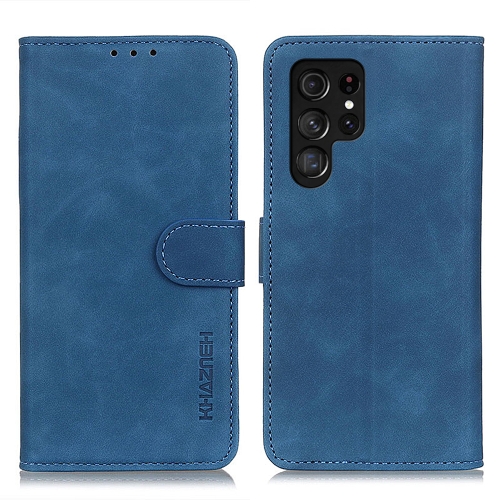 

For Samsung Galaxy S24 Ultra KHAZNEH Retro Texture Horizontal Flip Leather Phone Case(Blue)