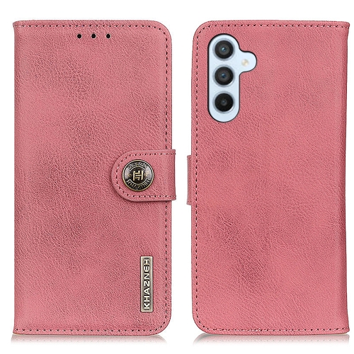 

For Samsung Galaxy M34 5G KHAZNEH Cowhide Texture Horizontal Flip Leather Phone Case(Pink)