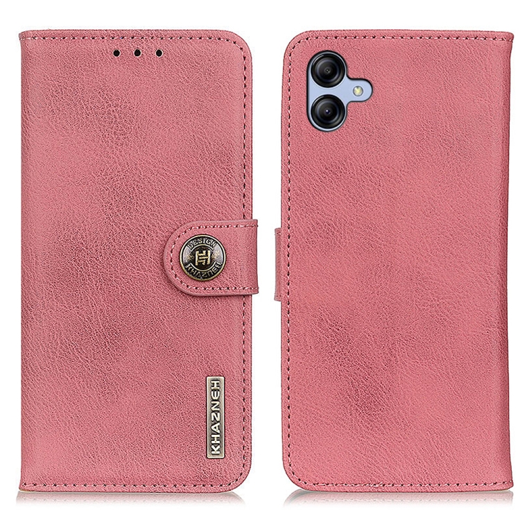 

For Samsung Galaxy A05 4G KHAZNEH Cowhide Texture Horizontal Flip Leather Phone Case(Pink)
