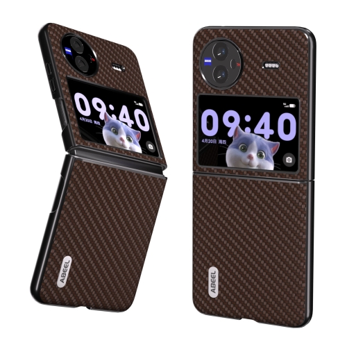 

For vivo X Flip Carbon Fiber Texture Protective Phone Case(Dark Brown)