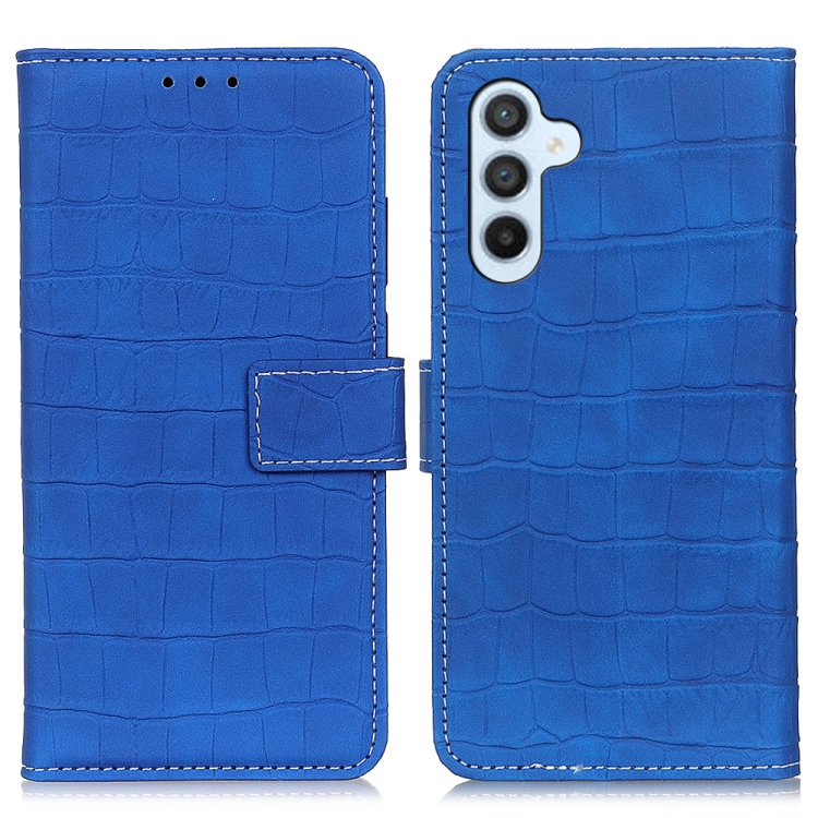 

For Samsung Galaxy S24+ Magnetic Crocodile Texture Leather Phone Case(Blue)