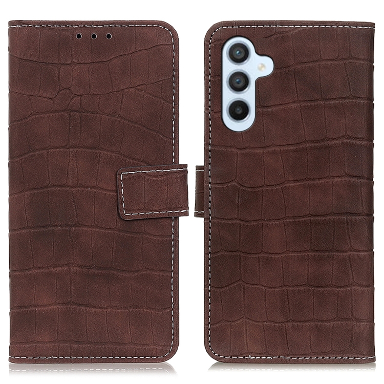 

For Samsung Galaxy S24+ Magnetic Crocodile Texture Leather Phone Case(Brown)