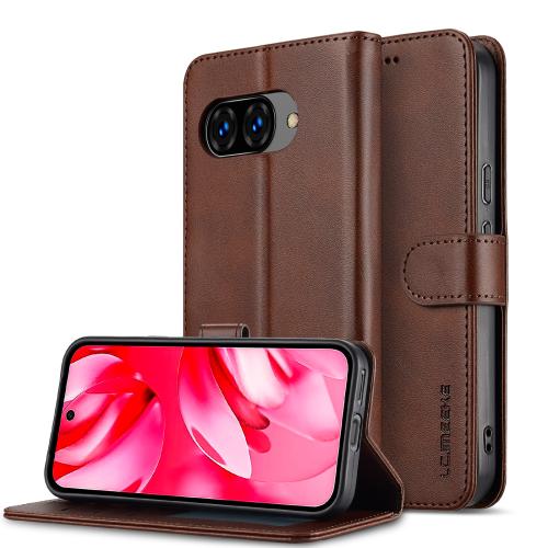 

For Google Pixel 9a LC.IMEEKE Calf Texture Flip Leather Phone Case(Brown)