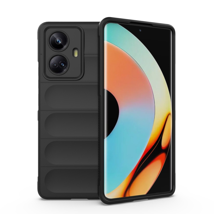 

For Realme 10 Pro+ 5G Magic Shield TPU + Flannel Phone Case(Black)