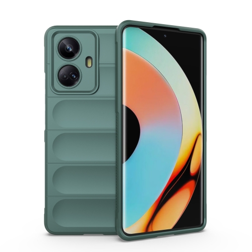 

For Realme 10 Pro+ 5G Magic Shield TPU + Flannel Phone Case(Dark Green)