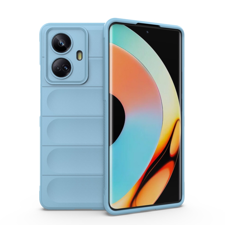 

For Realme 10 Pro+ 5G Magic Shield TPU + Flannel Phone Case(Light Blue)
