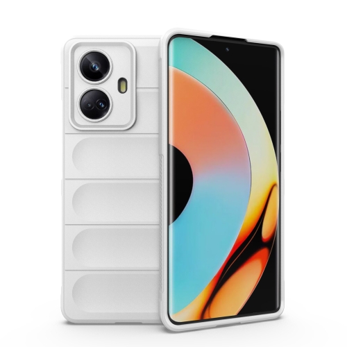 

For Realme 10 Pro+ 5G Magic Shield TPU + Flannel Phone Case(White)