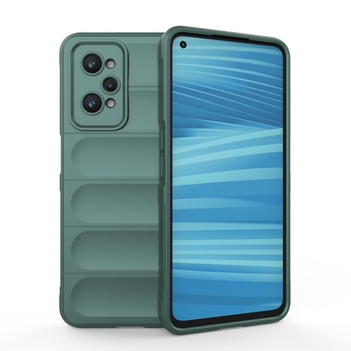 

For Realme GT2 Magic Shield TPU + Flannel Phone Case(Dark Green)