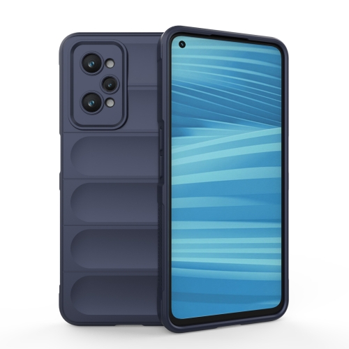 

For Realme GT2 Magic Shield TPU + Flannel Phone Case(Dark Blue)