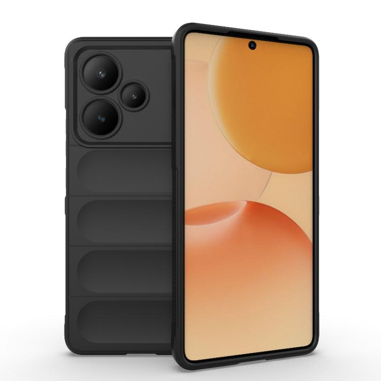 

For Realme P4 Pro 5G India Magic Shield TPU + Flannel Phone Case(Black)