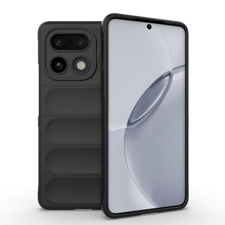 

For Realme 16 Pro+ 5G Magic Shield TPU + Flannel Phone Case(Black)
