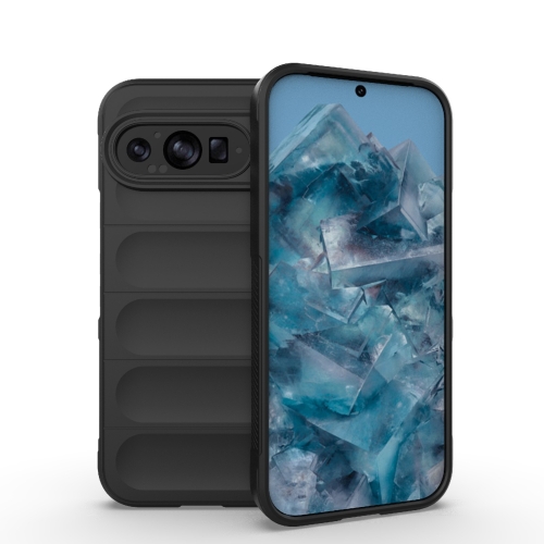 

For Google Pixel 9 Pro 5G Magic Shield TPU + Flannel Phone Case(Black)