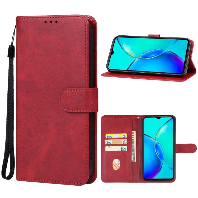 

For vivo Y35+ Leather Phone Case(Red)