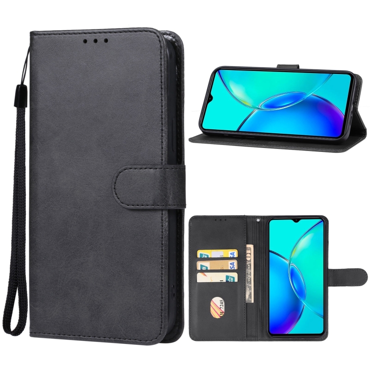 

For vivo Y35+ Leather Phone Case(Black)