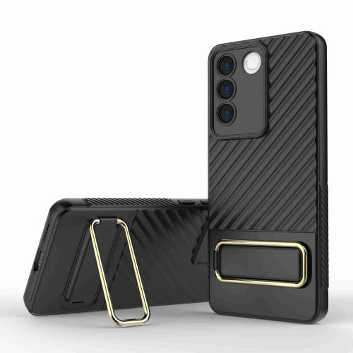 

For vivo S16e 5G Wavy Textured Phone Case (Black)
