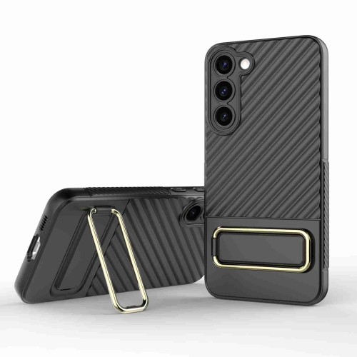 

For Samsung Galaxy S23+ 5G Wavy Textured Phone Case (Black)