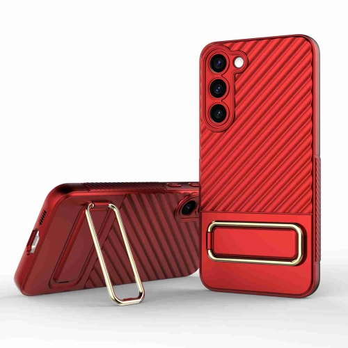 

For Samsung Galaxy S23+ 5G Wavy Textured Phone Case (Red)