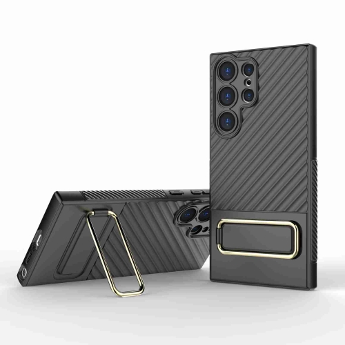 

For Samsung Galaxy S23 Ultra 5G Wavy Textured Phone Case (Black)