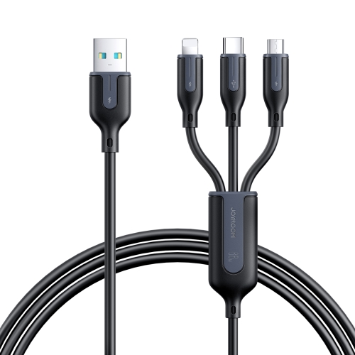 

JOYROOM S-1T3066A15 Ice-Crystal Series 1.2m 66W USB to 8 Pin+Type-C+Micro USB 3 in 1 Fast Charging Data Cable(Black)